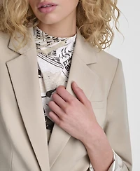 Dkny Women's Newspaper-Print One-Button Blazer