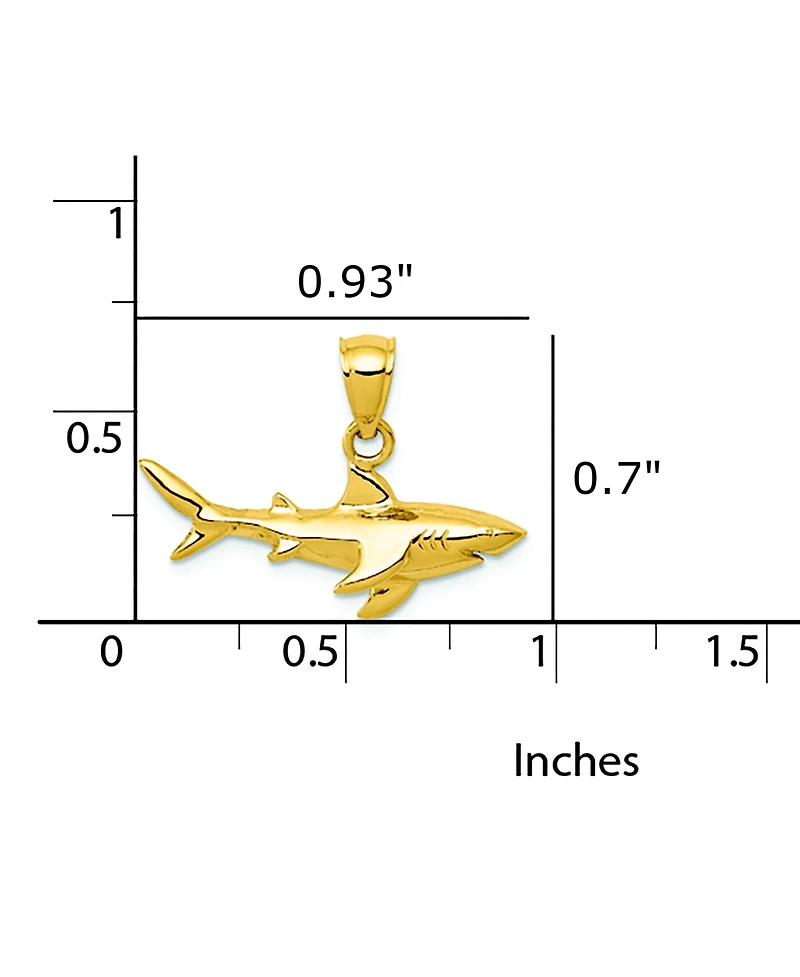 Shark Charm Pendant in 14k Yellow Gold