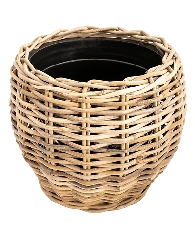 Round Belly Planter with Black Plastic Insert