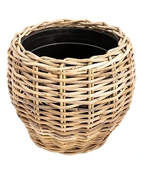 Round Belly Planter with Black Plastic Insert