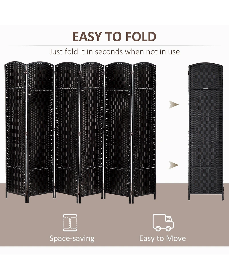 Homcom 6 Weave Panel Room Divider Privacy Folding Screen Diamond Decor Black