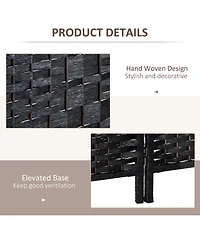 Homcom Panel Resin Wicker Folding Room Divider Privacy Screen Home Office Decor