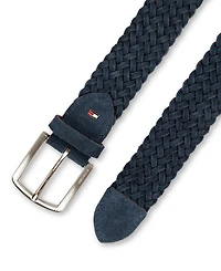 Tommy Hilfiger Men's Suede Braided Silver-Tone Finish Belt