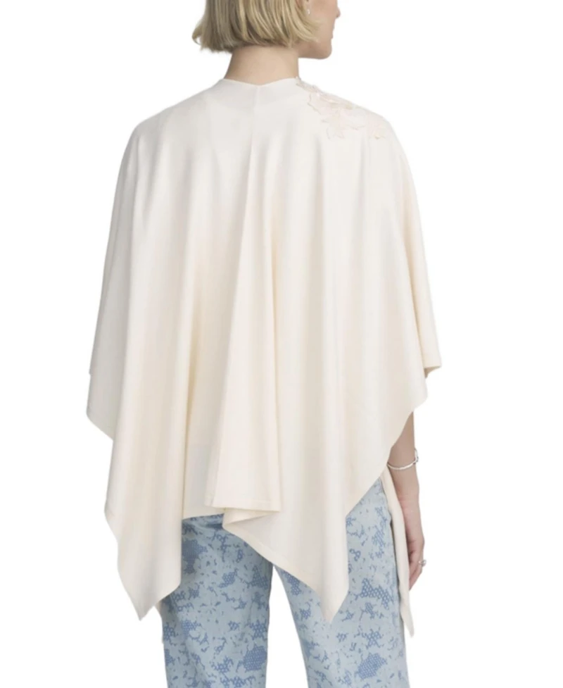 Elle Collection Fine Gauge Draped Cardigan With Lace Applique