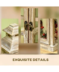 Homcom 2 Pack 28"/20" Large Lantern Decorative, Fir Wood Outdoor Lantern