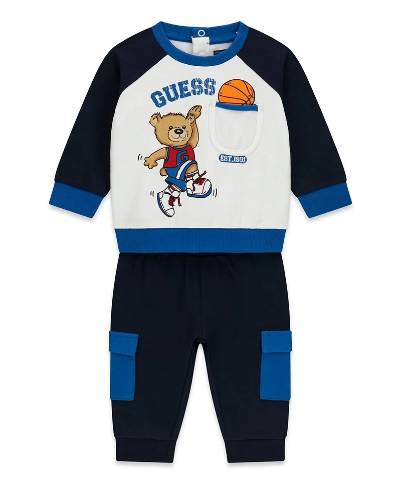 Guess Baby Boys' Long-Sleeve Top and Cargo Sweatpant, 2-Piece Set
