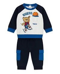 Guess Baby Boys' Long-Sleeve Top and Cargo Sweatpant, 2-Piece Set