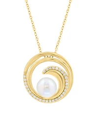 Effy Collection Freshwater Pearl (7mm) Pendant Necklace in Gold Over Sterling Silver