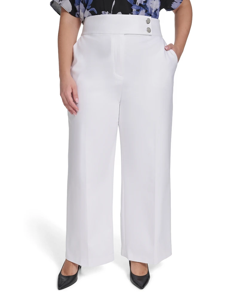 Calvin Klein Plus Wide-Leg Mid-Rise Pants