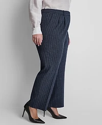 Dkny Plus Mid-Rise Pinstripe Pleated Trouser