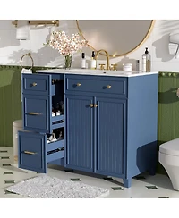 Sillysis 36" Bathroom Vanity with Ceramic Sink, Double-Layer Drawer, Soft Close Doors, Adjustable Shelf, Modern Storage