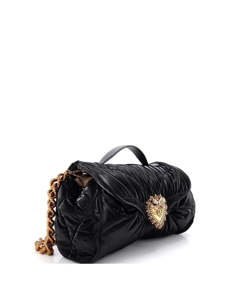 Pre-Owned Dolce & Gabbana Devotion Soft Flap Chain Shoulder Bag Quilted Nylon