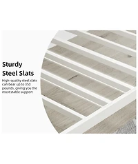 gaomon Twin Size Daybed Frame, Metal Daybed with Floral Headboard, Heavy Duty Steel Slats Supports, Modern Twin Bed Frame for Living Room, Guest Room