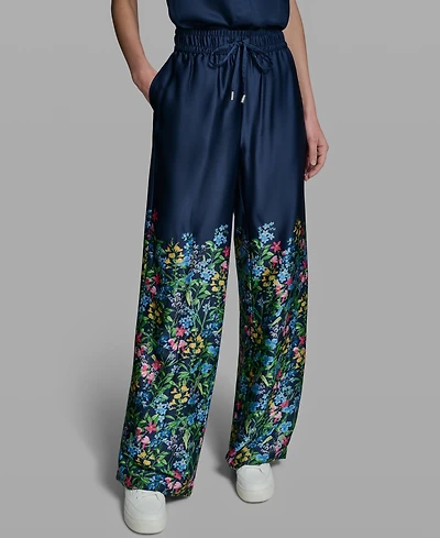 Karl Lagerfeld Paris Women's Mid-Rise Floral Printed Pants