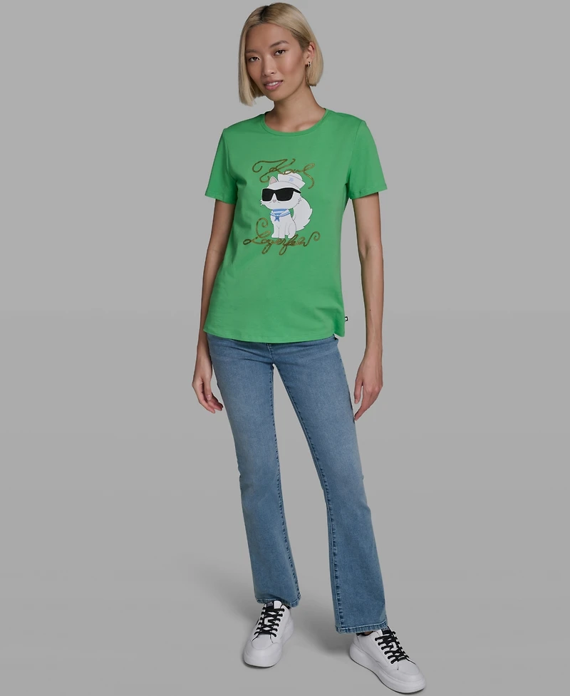 Karl Lagerfeld Paris Women's Short-Sleeve Crewneck T-Shirt