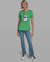 Karl Lagerfeld Paris Women's Short-Sleeve Crewneck T-Shirt