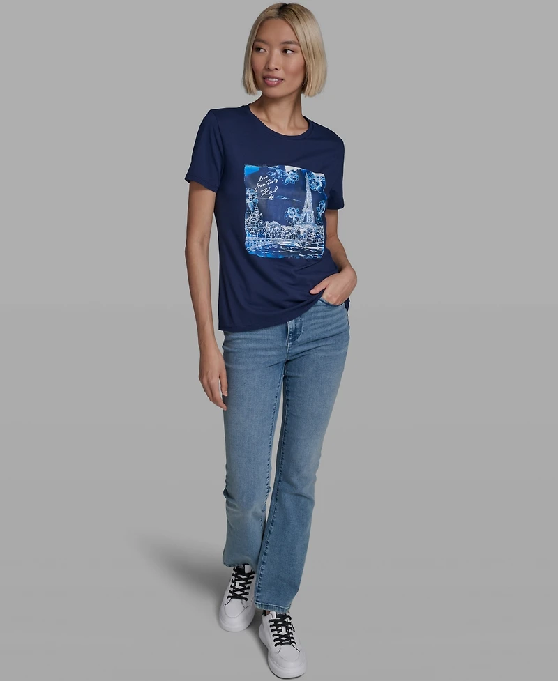 Karl Lagerfeld Paris Women's Short-Sleeve Crewneck T-Shirt