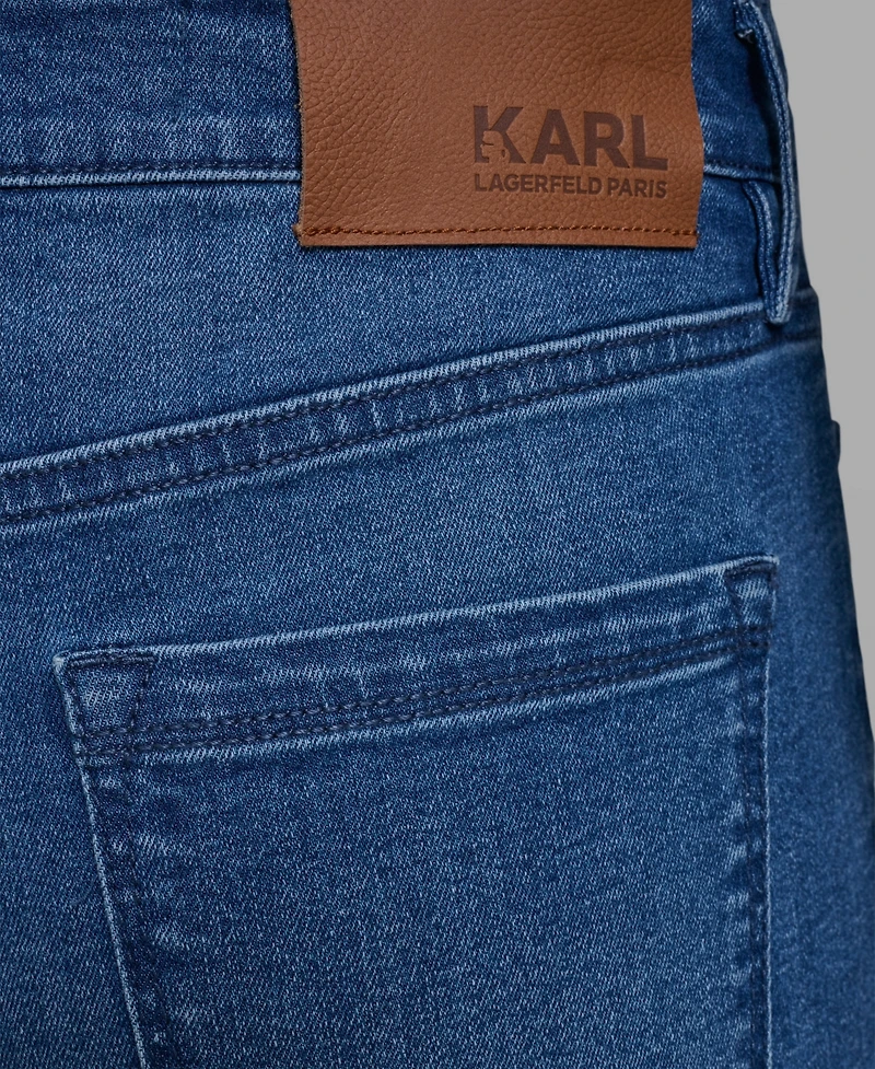 Karl Lagerfeld Paris Women's Straight Fit Mid-Rise Ankle Length Jeans