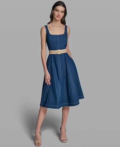 Karl Lagerfeld Paris Women's Sleeveless Square Neck Tank Top Dress