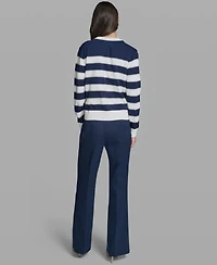 Karl Lagerfeld Paris Women's Long-Sleeve V-Neck Sequin Striped Cardigan