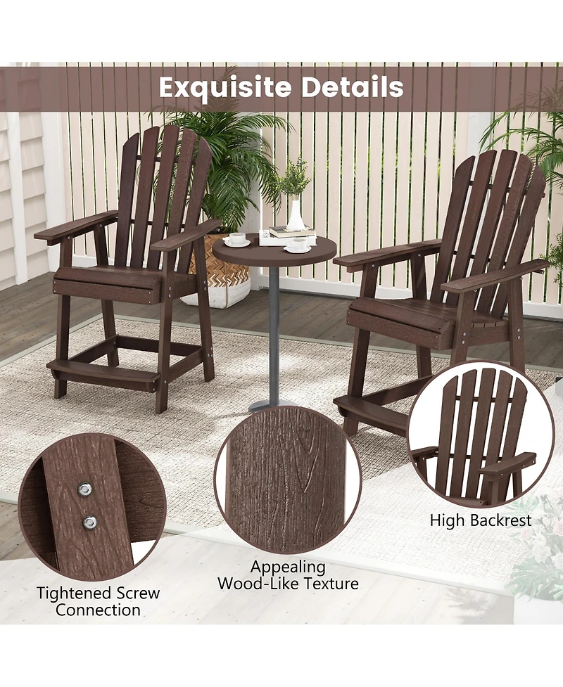 Gymax Tall Bar Stool Hdpe Chair w/ Armrest Footrest Home Indoor Outdoor Patio