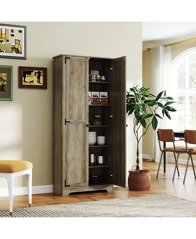 Homcom 72" Farmhouse Pantry Cabinet, Tall Storage Cabinet, Distressed