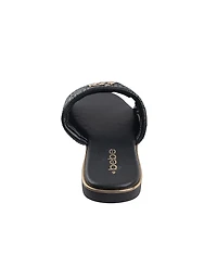 bebe Women's Fashion Sandal with Quilted Repeat Logo and Medallion