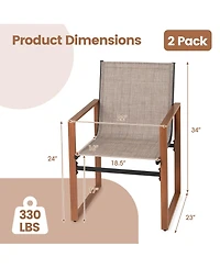 Gymax 2 Pcs Outdoor Dining Chairs Patio Furniture Chair w/ Breathable Seat and Backrest
