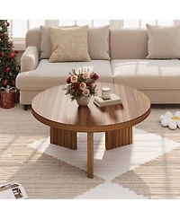 gaomon 33.5-Inch Round Wood Coffee Table for Small Spaces, Living Room Center Table