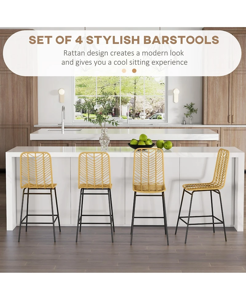 Homcom Modern Rat Bar Stools Set of for Kitchen Seating