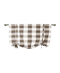Kate Aurora Country Farmhouse Large Buffalo Plaid Tie Up Window Curtain With Ties