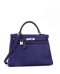 Pre-Owned HERMES Kelly 32 Handbag Verso Evercolor with Palladium Hardware