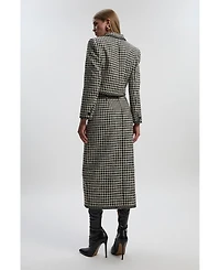 Karen Millen Women's Tweed Belted Pencil Skirt