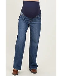 Pinkblush Maternity Navy Dark Wash Wide Leg Jeans