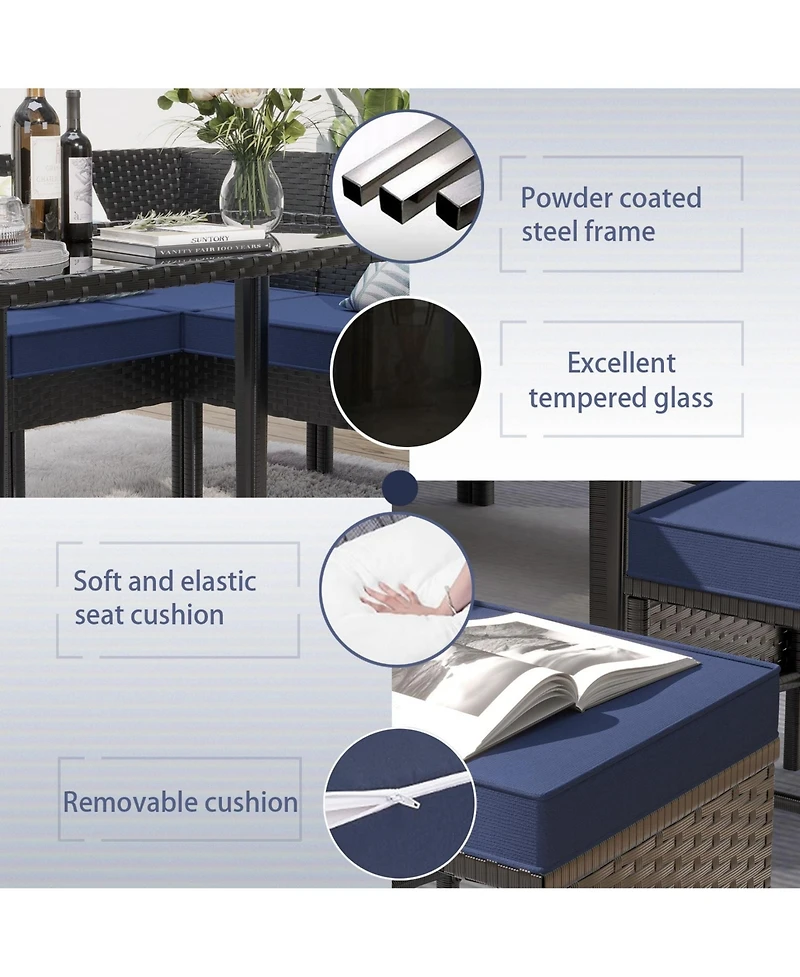 Clihome Small space patio furniture 7-piece outdoor set