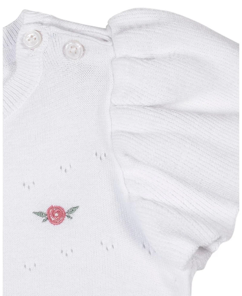 Hope & Henry Girls Organic Ruffle Sleeve Pointelle Sweater