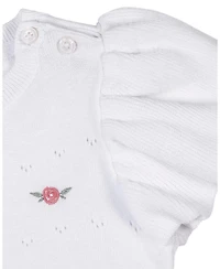 Hope & Henry Girls Organic Ruffle Sleeve Pointelle Sweater