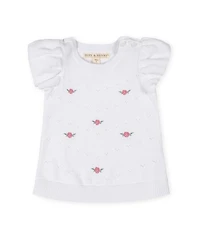 Hope & Henry Girls Organic Ruffle Sleeve Pointelle Sweater