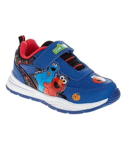 Sesame Street Kids Cookie Monster Light Up Hook & Loop Fashion Sneaker Kids' Easy Fun Character Design Play Ready Durable