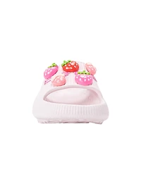 Bebe Little Girls Eva Slide – Lightweight Comfy Sandals with Strawberry Charms