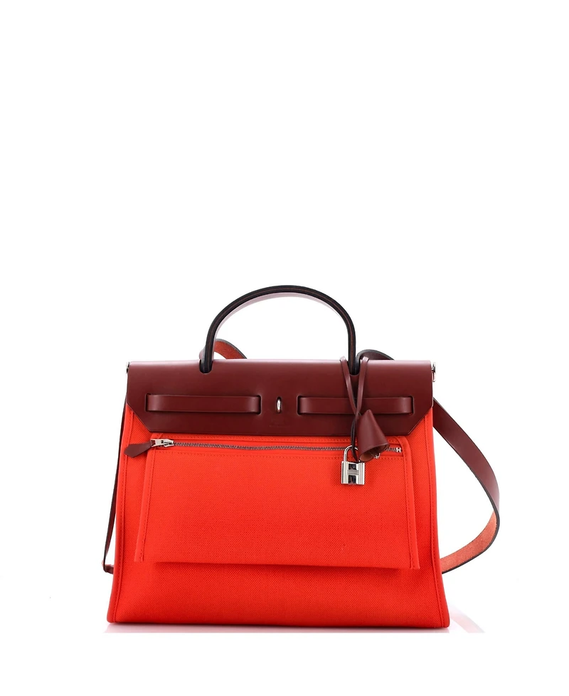 Pre-Owned HERMES 31 Herbag Zip Leather and Toile