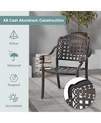Gymax 2 Pieces Cast aluminum patio chair bistro dining chair outdoor cast aluminum chair