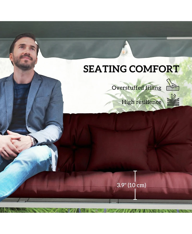 Outsunny Indoor Outdoor Chair Cushions with Back, Pillows