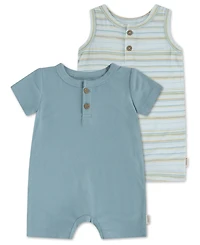 Huggies Baby Boys' Henley Neck Romper, 2-Pack