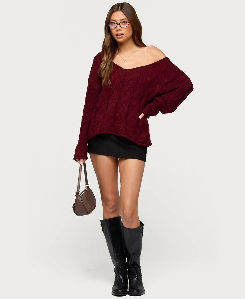 Edikted Women's Inga Oversized Cable Knit Sweater