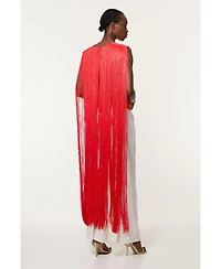 Karen Millen Women's Bandage Knit Long Tassel Cape Top