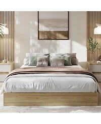 gaomon Wood Platform Bed Frame, Wooden Frame Without Headboard, Slat Support, No Box Spring Needed