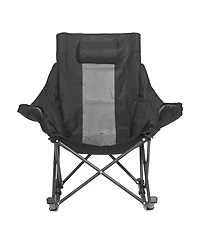 Mecale Rocking Camping Chair, Folding Padded Rocker with Cupholder & Pocket, 225 lb Capacity, Portable Outdoor Chair