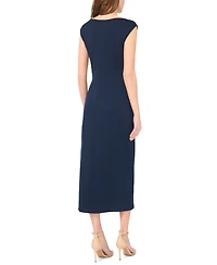 Msk Women's Sleeveless Boat-Neck Ponte-Knot Wrap Midi Dress