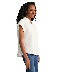 Jones New York Petite Collared Short-Sleeve Button Blouse